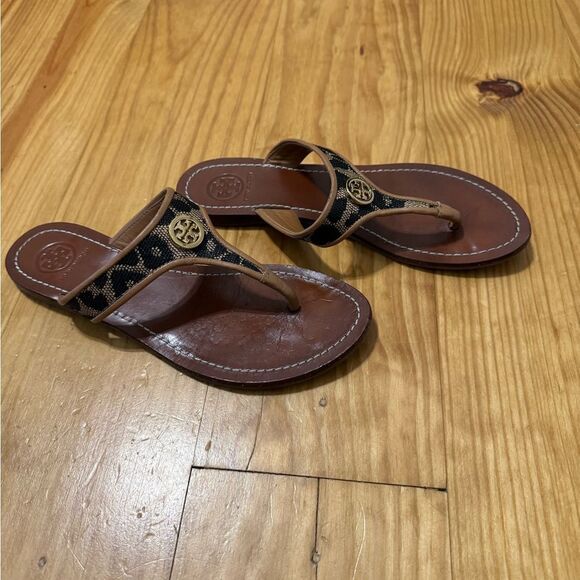 Tory Burch Cameron Thong Wedge Sandals Snakeskin-Embossed Women's Size US 5.5M - Picture 6 of 12